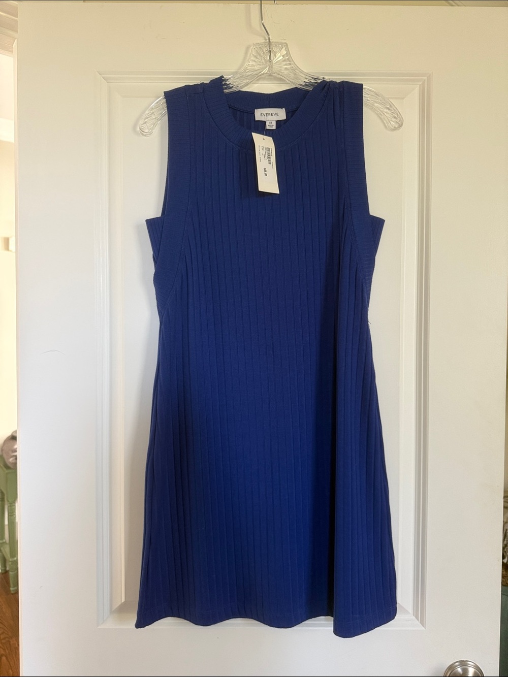Evereve XS Sleeveless Ribbed Royal Blue Shift Dress
